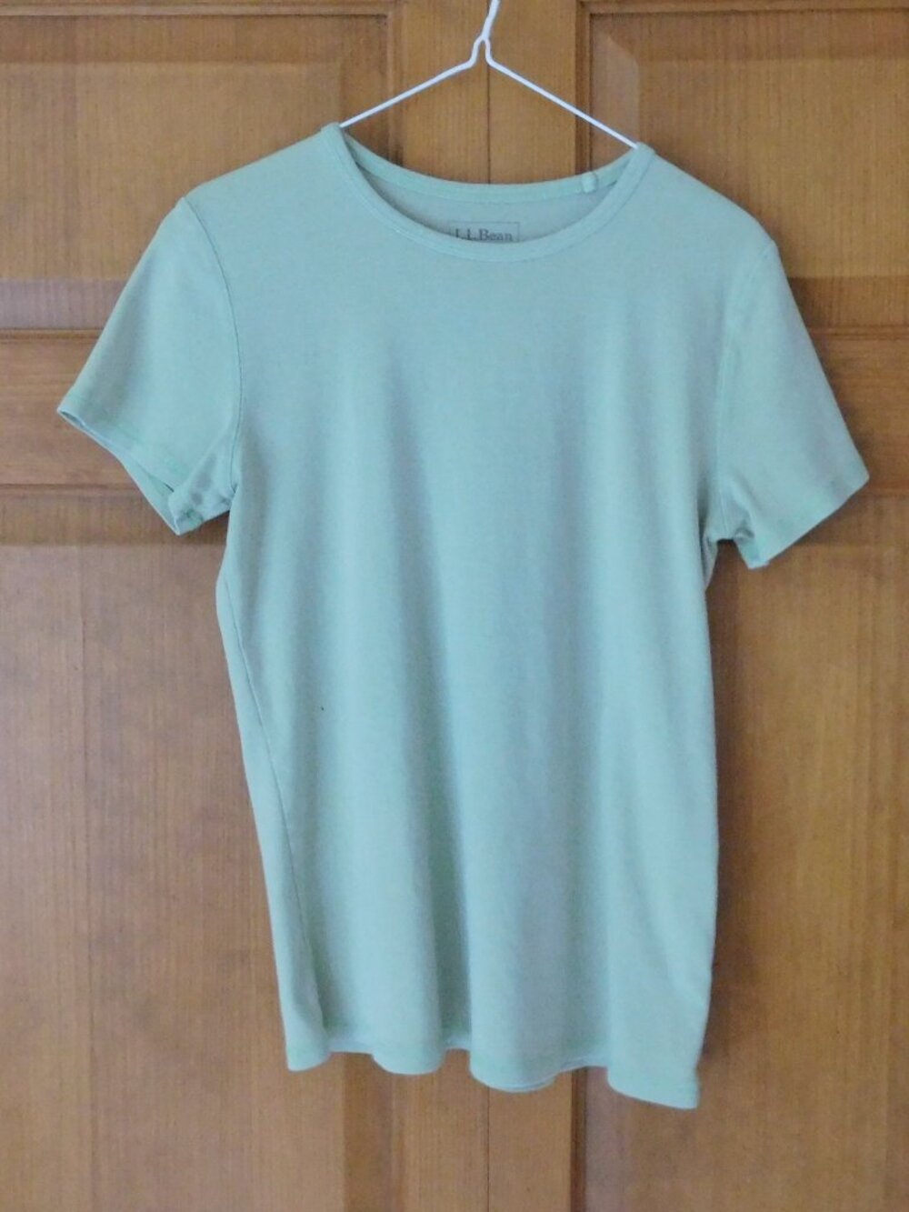 Women's size Medium L.L. Bean crew neck top, 100% cotton, pale green color